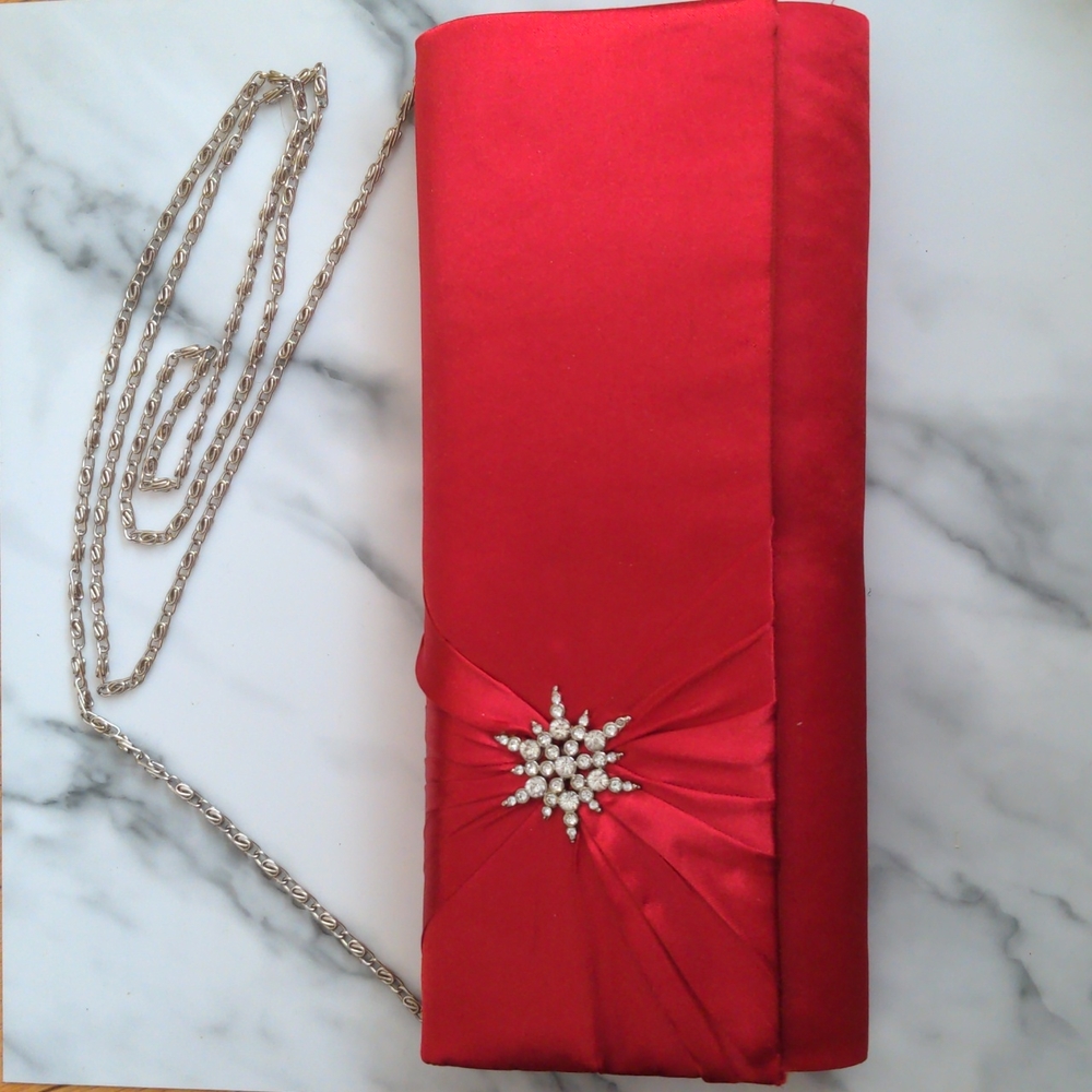 *Host Pick* Shiseido Red Glam Satin Chain Handbag